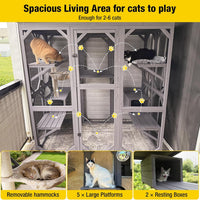 Aivituvin Cat House Outdoor Catio Cat Enclosures on Wheels 70.9" - 62.6"L x 32.6"W x 70.1"H Grey - image 4