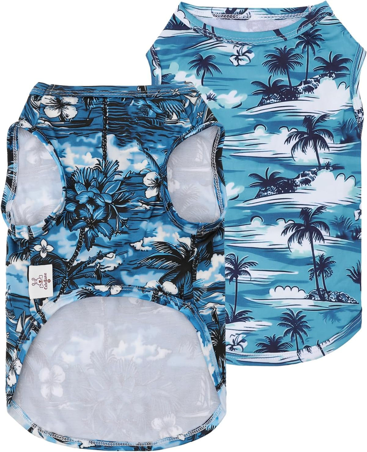 CuteBone Dog Shirts 2-Pack Soft Pet Clothes Breathable Summer Vest - X-Small / Hawaii style