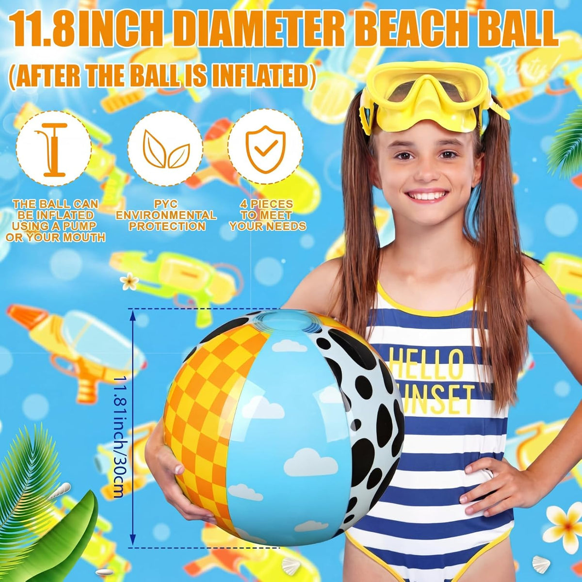 Hollowfly 12 Pack Checkered Flag Beach Balls Kids 7.87" - 11.8" / Cartoon / 2 - image 2