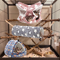 Abbylike 9 Pieces Rat Hammock 3 Tier Guinea Pig Ferret Hammocks Small - Navy,Grey,Pink, / Star - image 3
