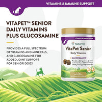 NaturVet VitaPet Senior Daily Vitamin Dog Supplements Plus Glucosamine – Includes Full-Spectrum Vitamins, Minerals – Joint Support for Older, Active Dogs – 120 Ct. Soft Chews