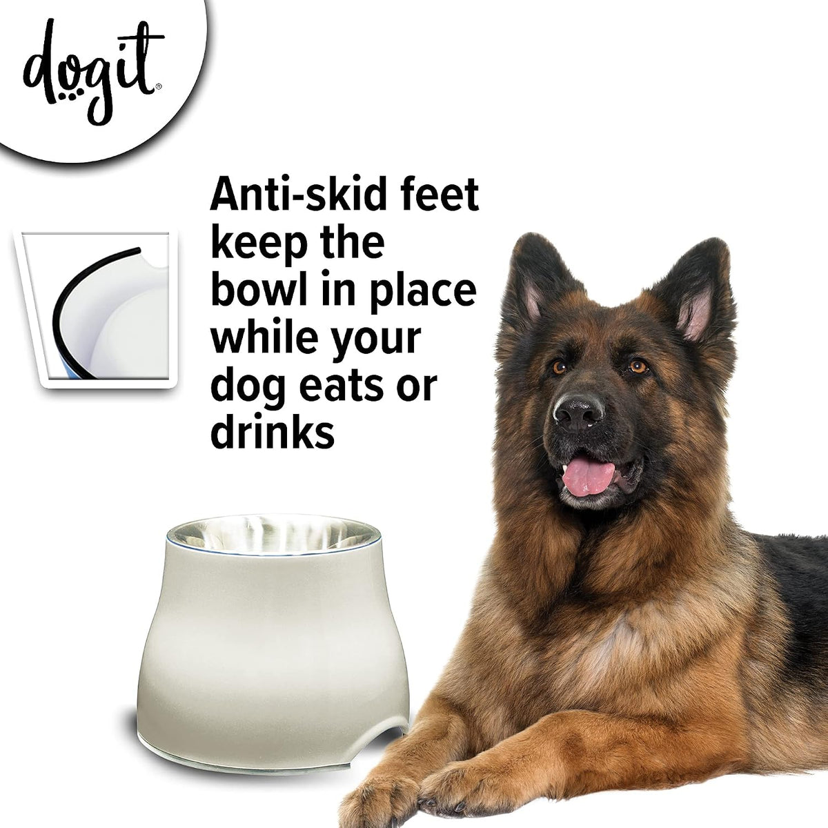 Dogit Elevated Dog Bowl for Large Dogs, White – Essentials for Dogs - Large / Off White - image 2