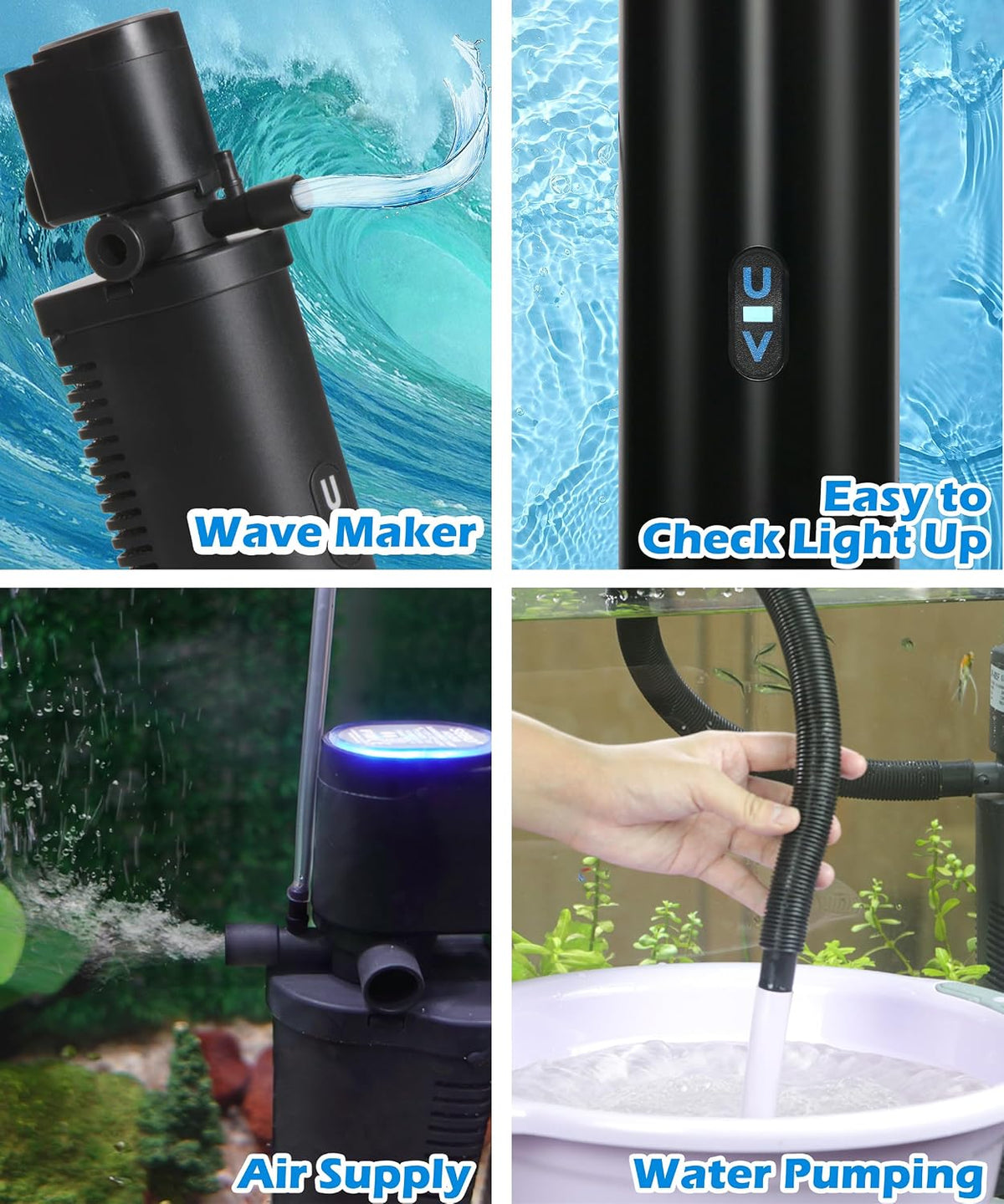 COOSPIDER 400GPH Aquarium Filter with 7W U-V Light for – Essentials for Fish - CTUV-H4F (10-45Gallon) - image 3
