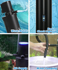 COOSPIDER Aquarium Filter U-Very Suitable for 10-45 Gallon Tank, 158GPH Small Fish Tank Filters for Green Control, Powerful Internal Submersible Pump for Turtle Tank, Air Supply & Oxygen Enhancement