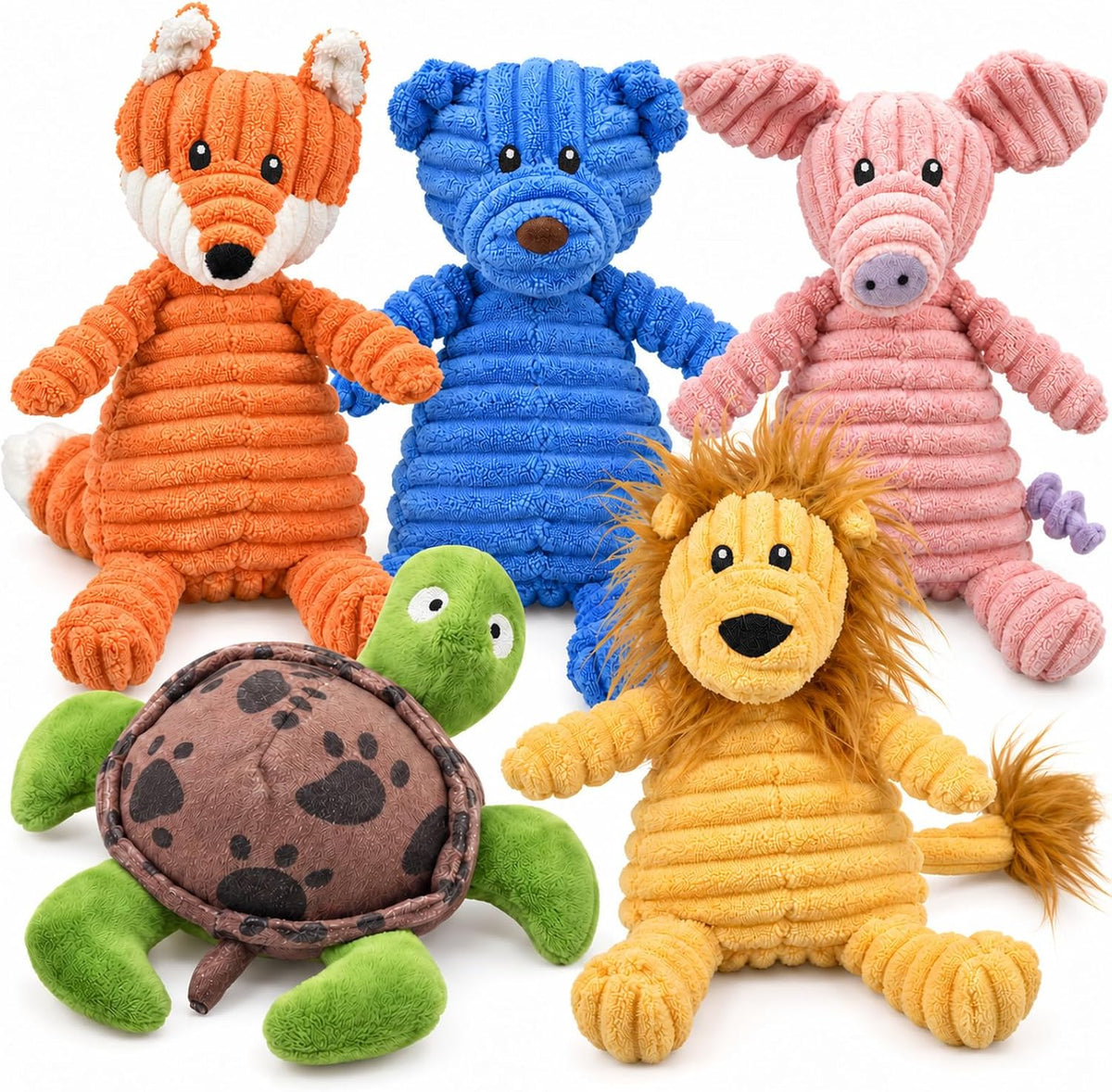 LECHONG 5Pack Dog Squeaky Plush Toys Puppy Toys Assortment Value - muti-color
