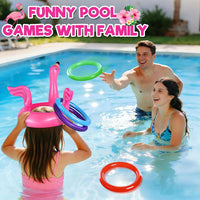Camlinbo 15 Pcs Inflatable Flamingo Pool Toys Ring Toss Pool Game – Fun for Kids & Family - image 2