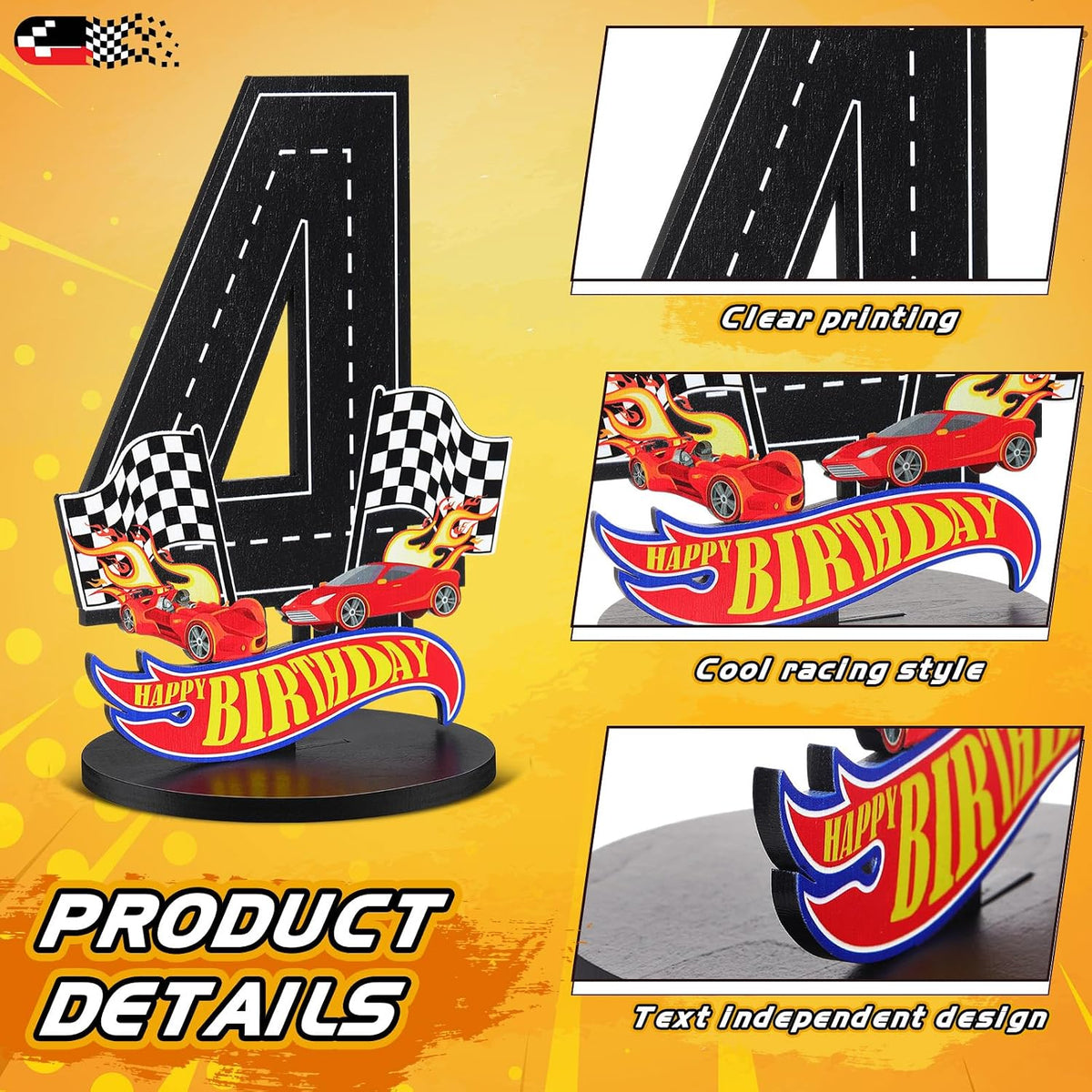 MiniInflat Race Car 5th Birthday Number Sign Centerpiece Race Car - 4th - image 3