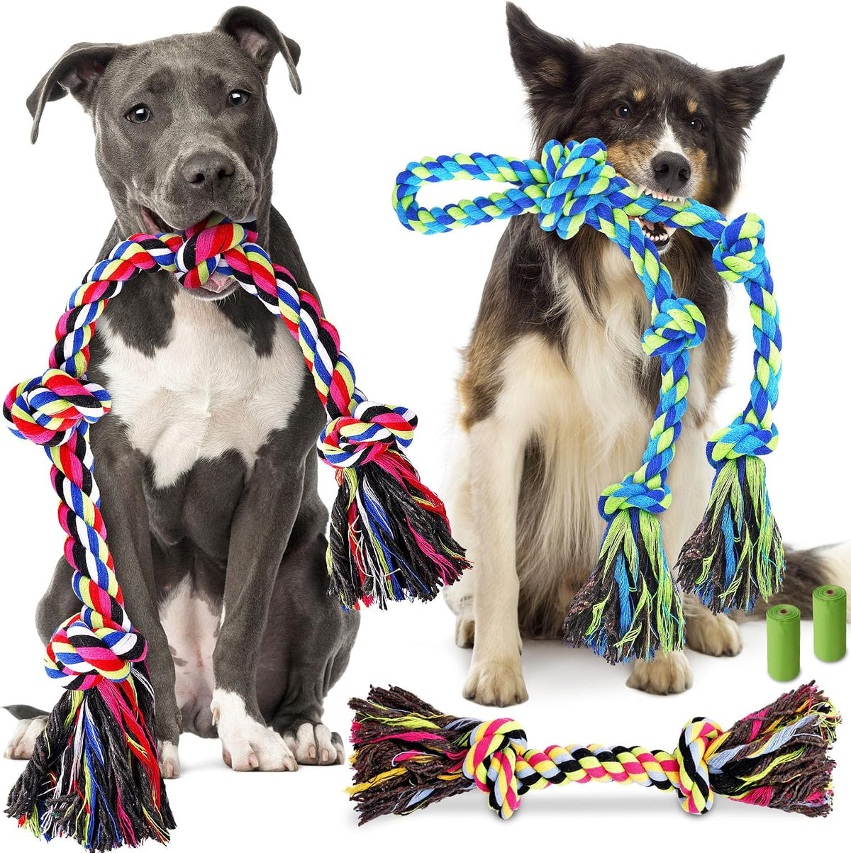 Forfon Tough & Strong Dog Rope Toy for Aggressive Chewers – Essentials for Dogs - Regular color