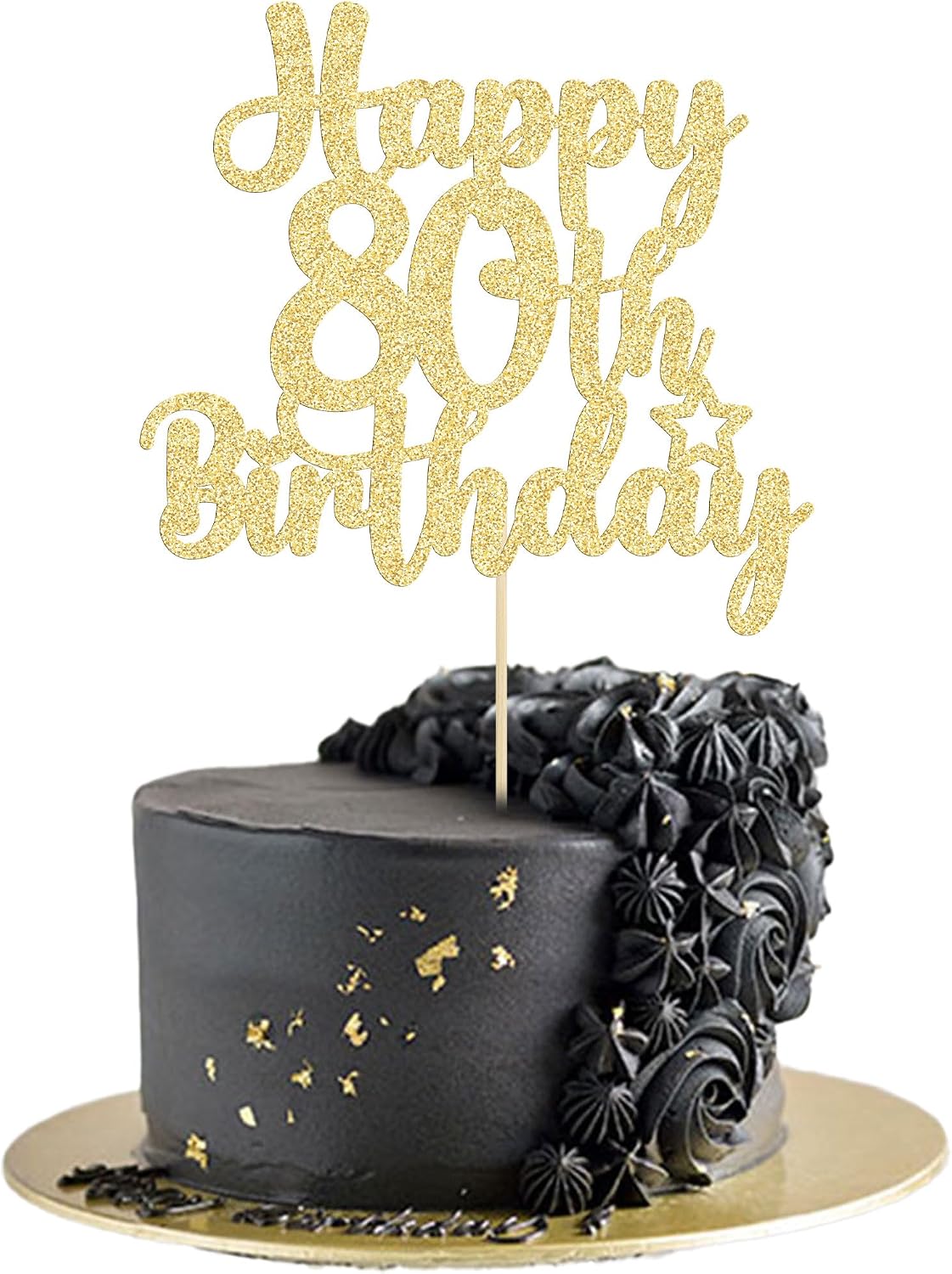 Gyufise 1Pc Happy 80th Birthday Cake Topper Glitter Cheers to 80 - 80th / Gold