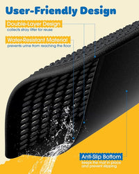Cat Litter Mat - 23.2'' x 29.1'' Large Litter Trapping Mat, Easy to Clean Litter Box Mat, Waterproof, Urine-Proof, Non-Slip Kitty Litter Mats for Floor, Black