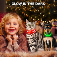 BSEEN Light Up Dog Collar - Rainproof LED Dog Collar Rechargeable - TPU Cuttable Glowing Puppy Collar for Small Dogs& Cats, High Visibility Safety Dog Lights for Night Walking (XS-Red 40cm)