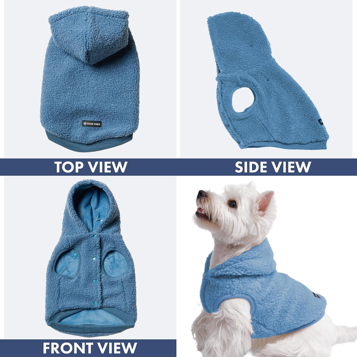 Spark Paws Fleece Dog Hoodie - Blue / Large - image 4