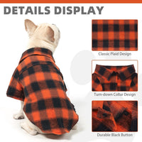 KOOLTAIL fall dog shirt in orange and black plaid with snap front, size L - view 4