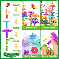 Doloowee 184-piece flower garden building toy set with colorful flowers and storage box - view 4