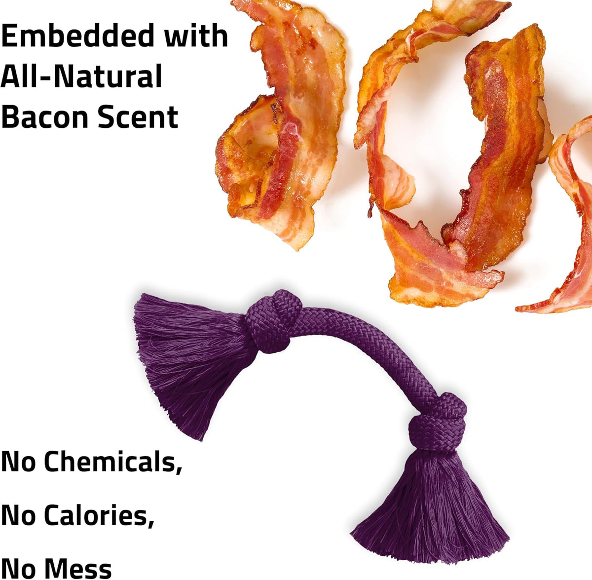 Playology Tug Rope Dog Toys for Large Dogs, Peanut Butter Scent - Medium / Bacon - image 4