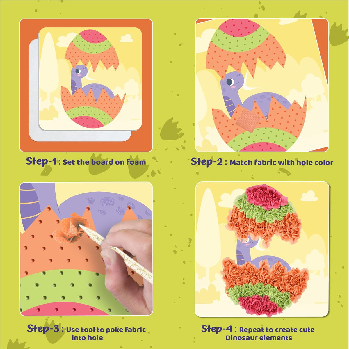 Jackinthebox Poke Art Magical Flower Pressing Craft Kit for Girls - Dinosaur - image 4