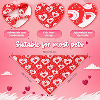 Weewooday 50 Pcs Valentine Dog Bandanas Bulk for Dogs Soft Bibs Adjustable Triangle pet Bandana for Small Medium Large Costume(Heart Pattern, 19.7 x 13.8 x 13.8 Inch)