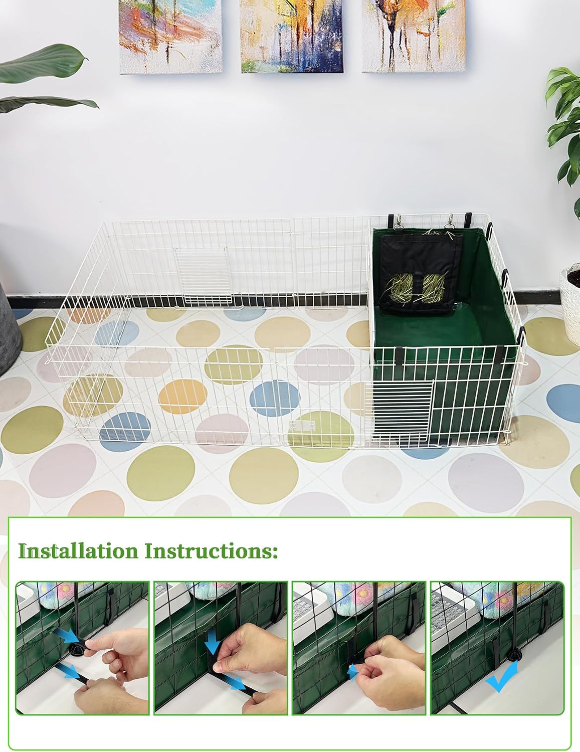 Guinea Pig Litter Box, Hay Holder, Cage Liner - 24"x13"x11.8" / Green - image 4
