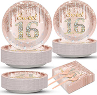 CHUNNIN 200 PCS Gone Fishing Party Plates Napkins Fishing Tableware - 16th Birthday