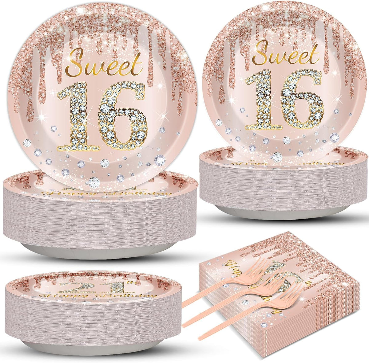 CHUNNIN 200 PCS Gone Fishing Party Plates Napkins Fishing Tableware - 16th Birthday