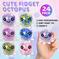 16 Pack Slow Rising Stress Balls，Textured Memory Soft Stress Ball – Fun for Kids & Family - 24 Pack Octopus Stress Balls - image 2