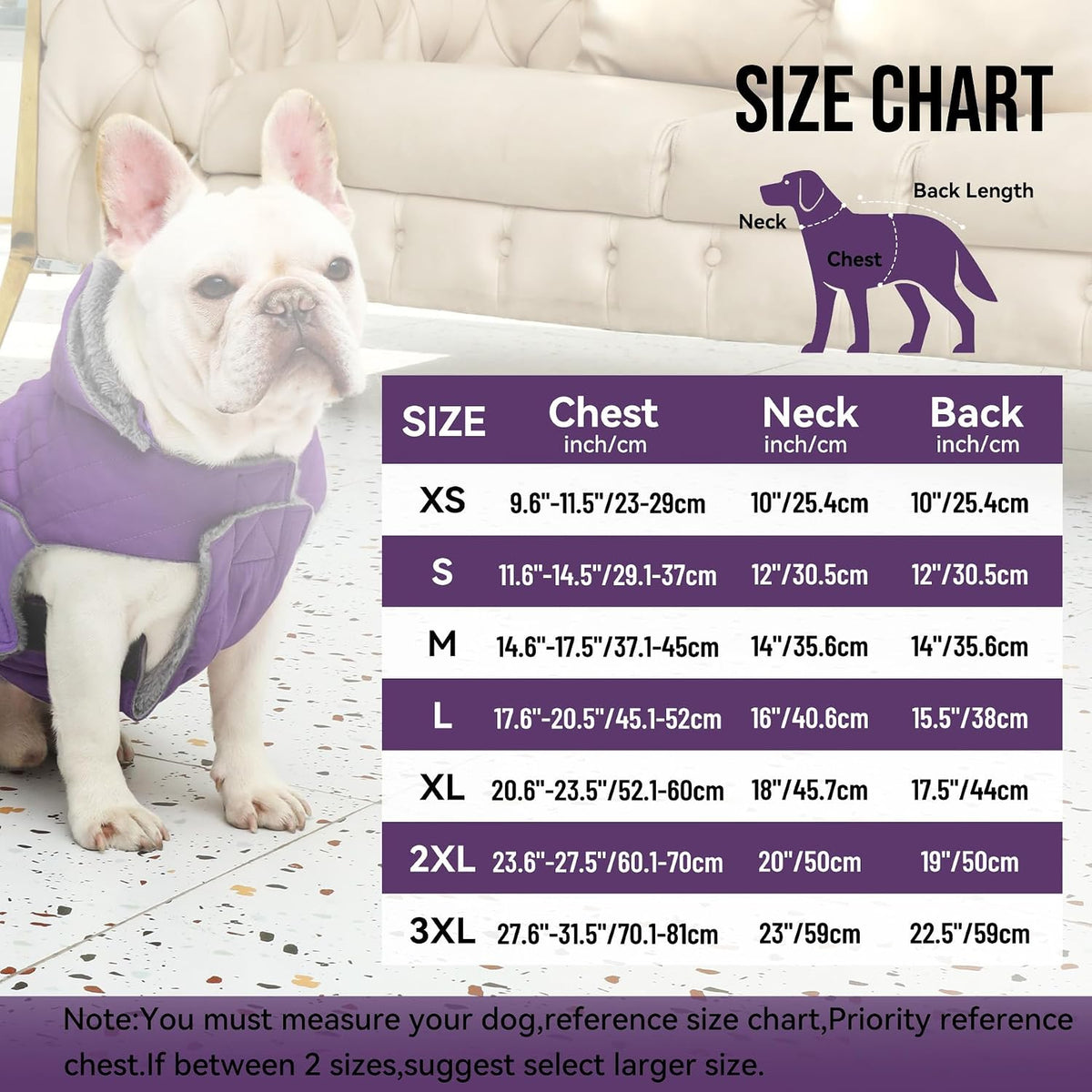 Warm Fleece Dog Hoodie for Small Dogs, Winter Puppy Coats - Purple / Medium - image 2