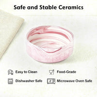 Elevated/Raised Ceramic Dog Bowl with Bamboo Stand，6 Inch 3.6 Cups - Marble Pink / Large - image 4