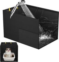 Waterproof Cat Litter Box Enclosure Splash Guard - Black-High