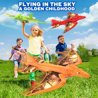 3 Pack Foam Airplane Launcher Toy 12.6" with 3 DIY Stickers - Green,orange,red - image 2