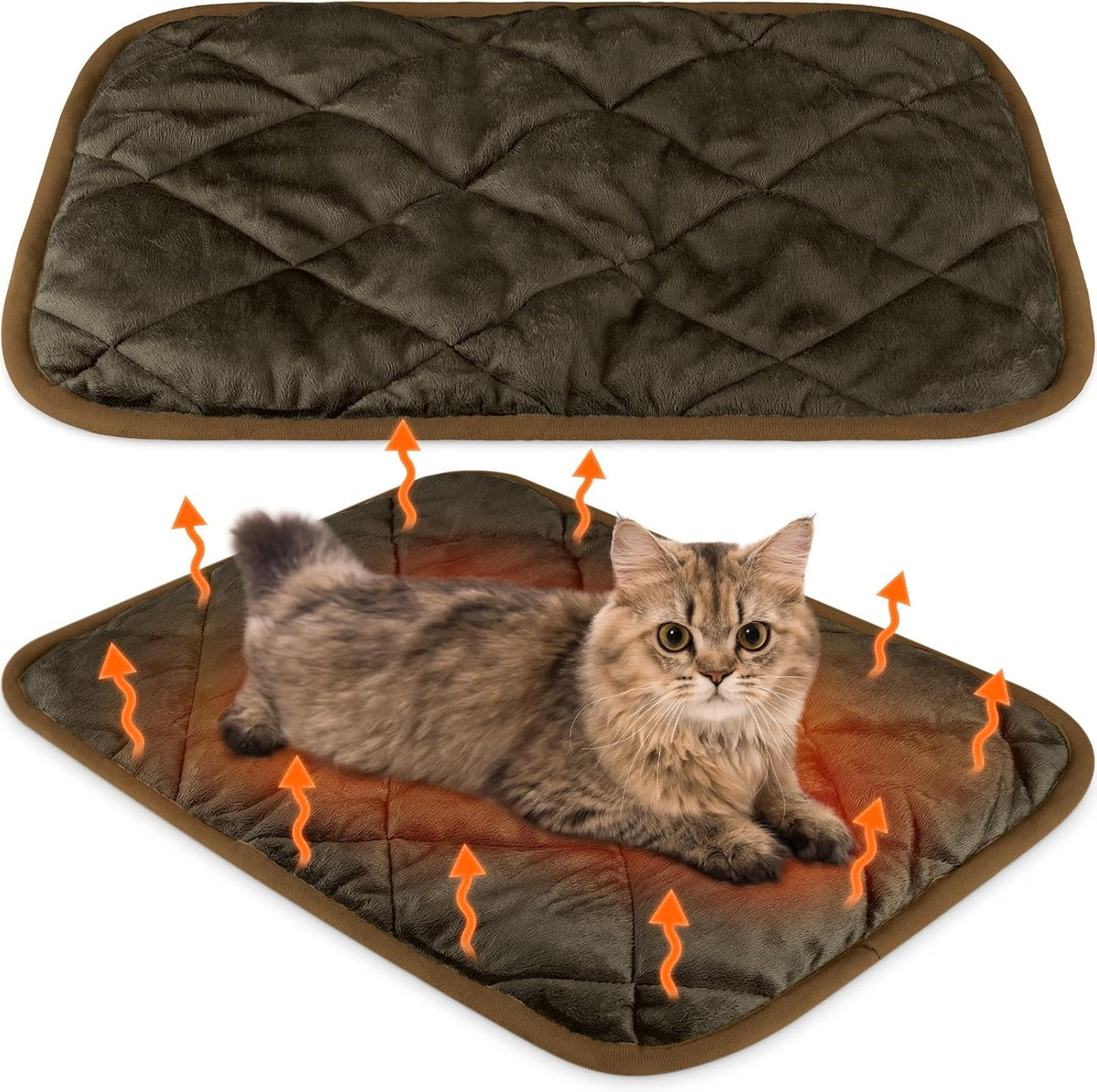 2 Pack Self Warming Cat Bed Thermal Pet Mat - 16 x 20 inches / Brown