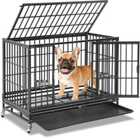 Homey Pet 37 inch heavy duty stackable dog crate with wheels and steel frame