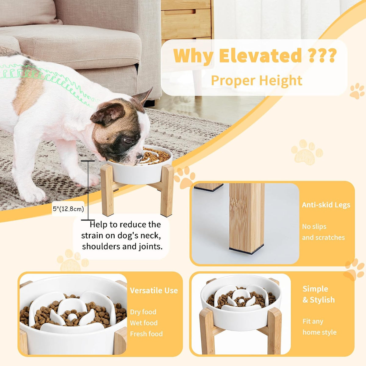 Elevated Slow Feeder Dog Bowl - White / 1.5 Cups - image 4