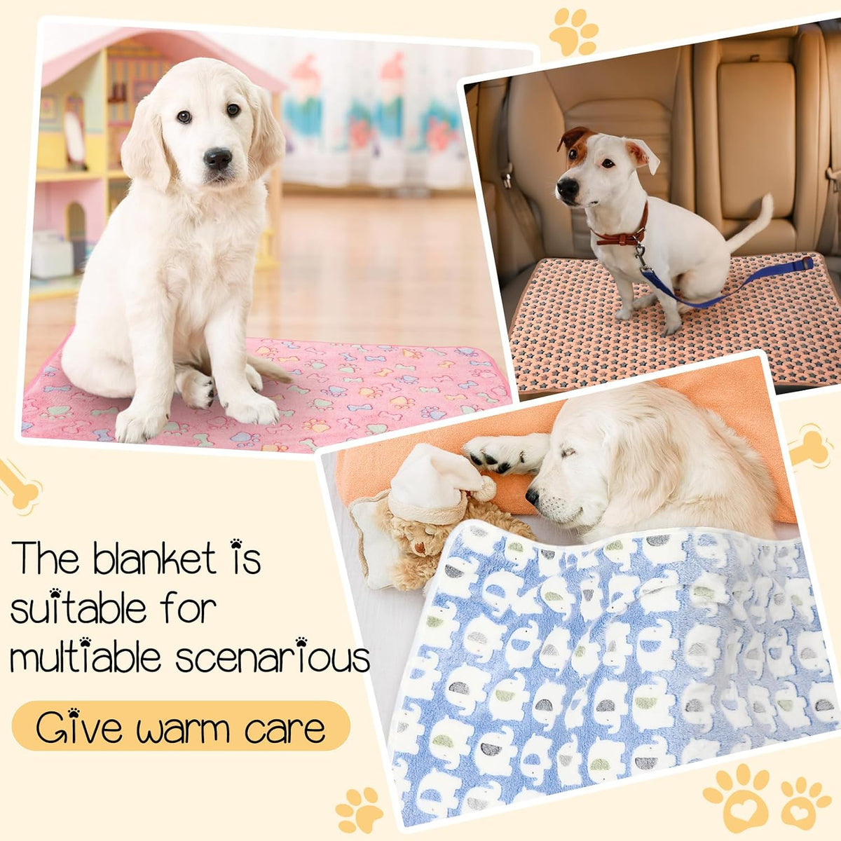 Tatuo 12 Pcs 30x20 in Puppy Dog Blankets Fleece Cat Pet Blankets Soft - 41 x 30 Inch - image 4