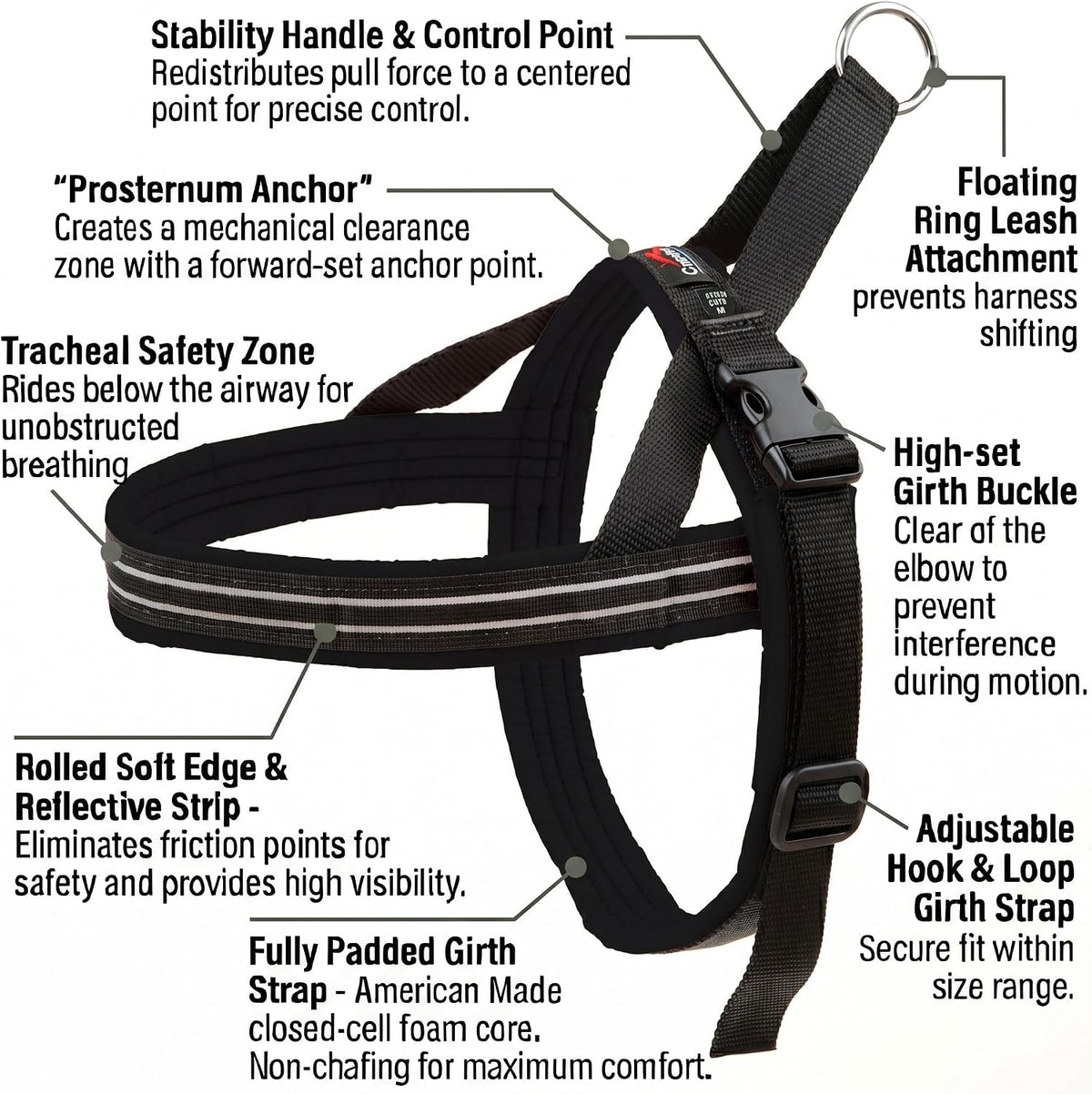 ComfortFlex No-Choke Non-Chafe Sport Dog Harness - Medium/Large / Raven Black - image 2