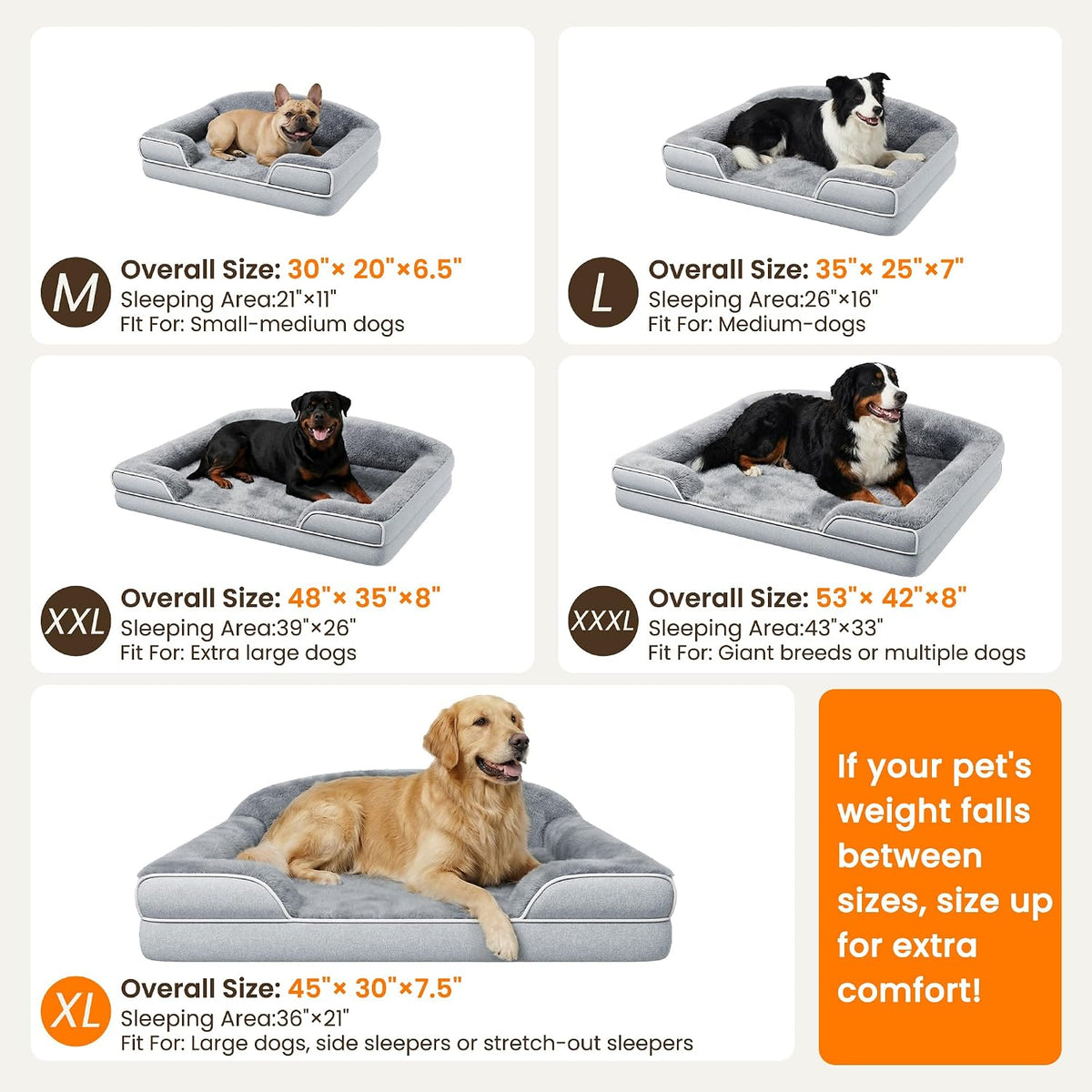Orthopedic Dog Bed for Extra Large Dogs - Light Grey / 30.0"L x 20.0"W x 6.5"Th - image 3