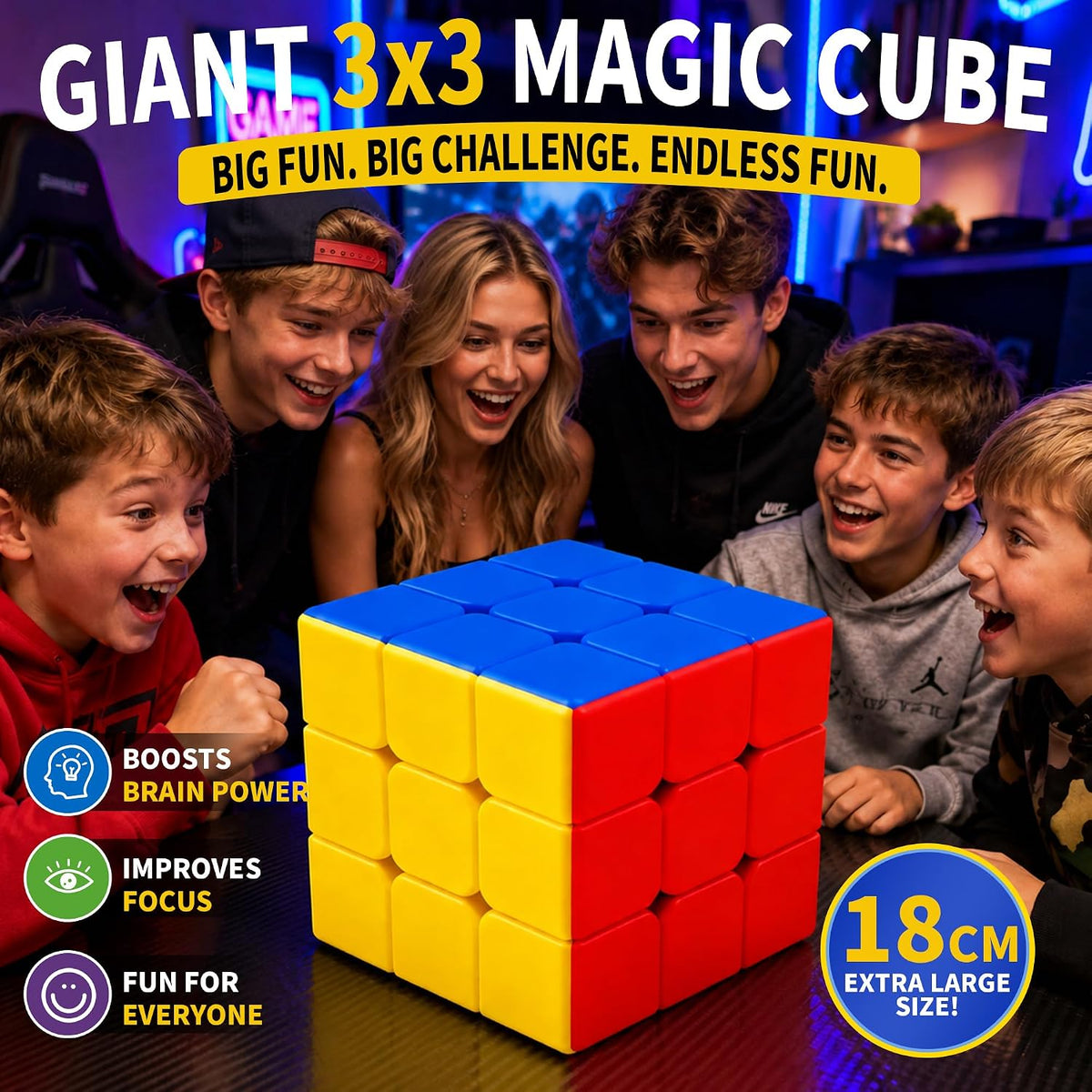 Giant Magic Cube 3x3, 18CM Extra Large Stickerless Puzzle Cube for All Ages – Fun for Kids & Family - image 2