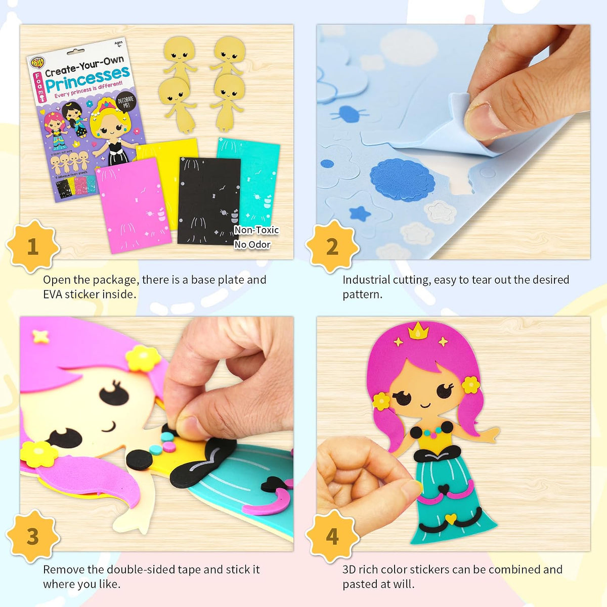 VKPI 4 Butterflies Foam Art Crafts Gift Kit - Princess - image 2