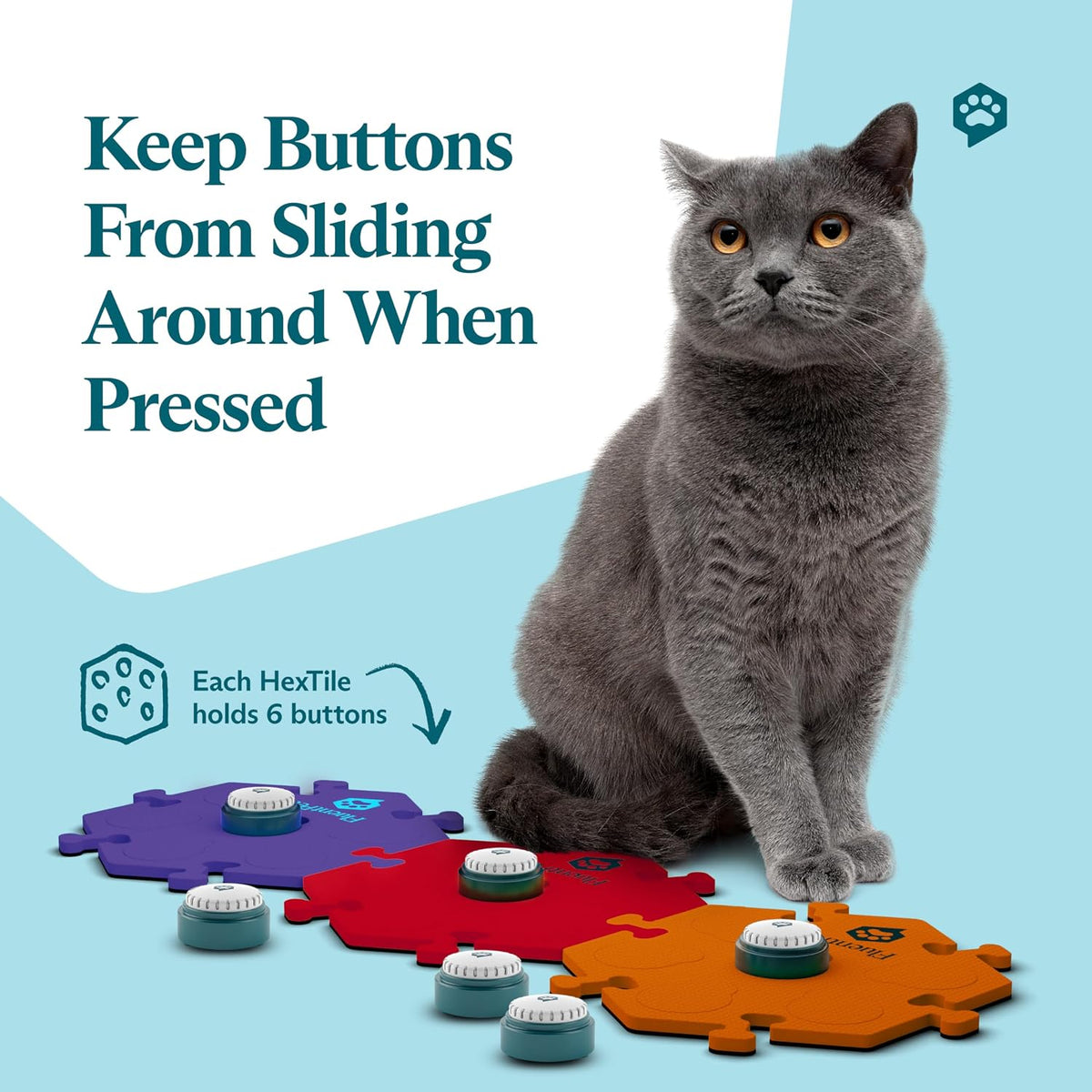 Talking Buttons for Dogs & Cats - 6 Buttons + 3 Hextiles (Fire) - image 4