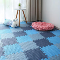 Foam Play Mat for Baby, Soft Non-Toxic Baby Playmat - Dark Blue/Blue/Gray Blue / 16 Pcs/47.2*47.2