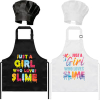 4Pcs Kids Apron and Chef Hat Set Gift for Girls Boys - Slime