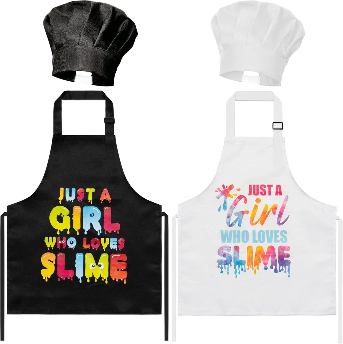 4Pcs Kids Apron and Chef Hat Set Gift for Girls Boys - Slime