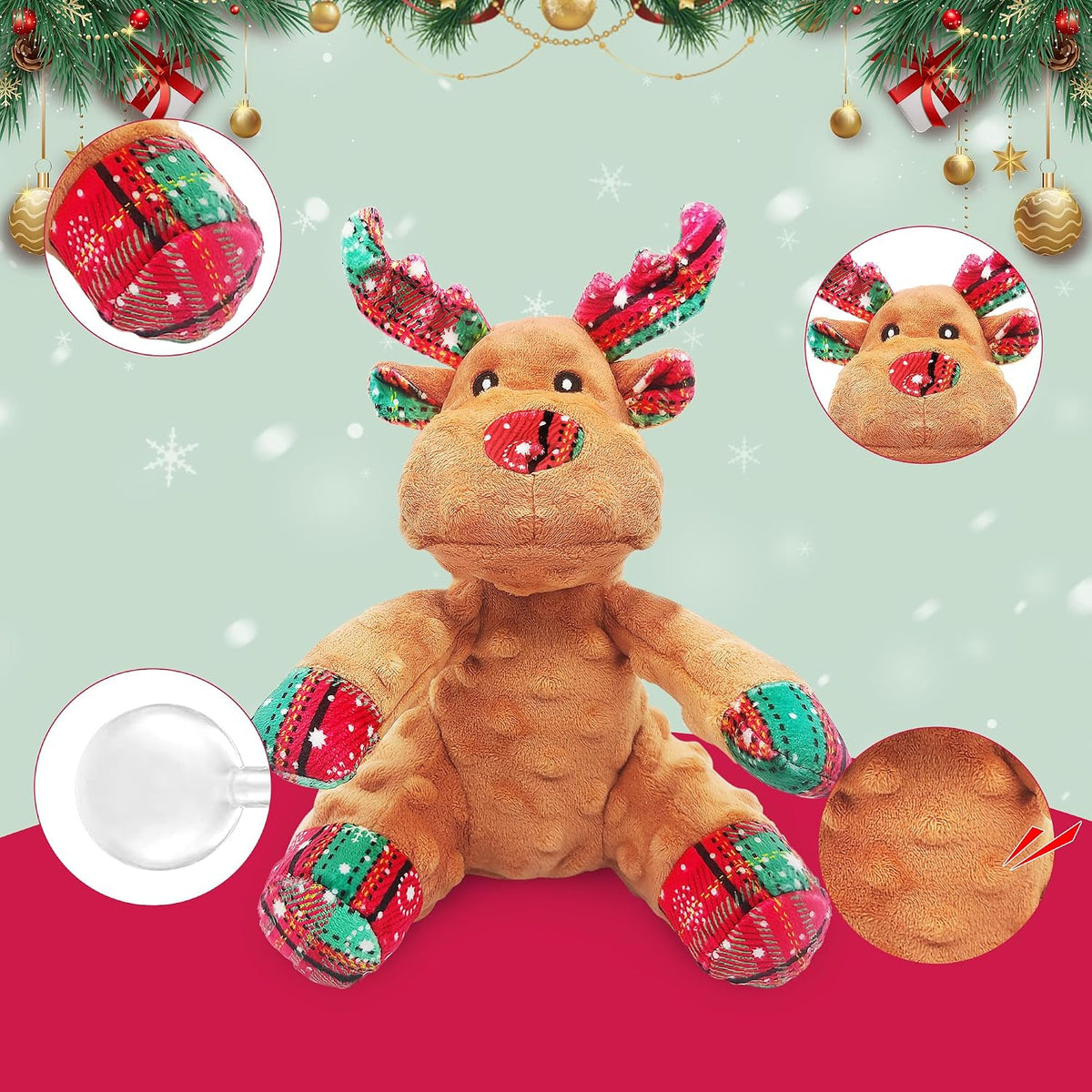Squeaky Dog Toys, Stuffed Large Dog Toys to Keep Them Busy - Red D - image 2