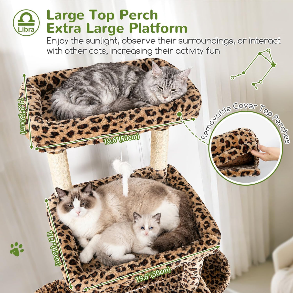 Globlazer Z78 Heavy Duty Cat Tree for 20lbs Large Adult Cats - Leopard Print / 78 inch - image 2