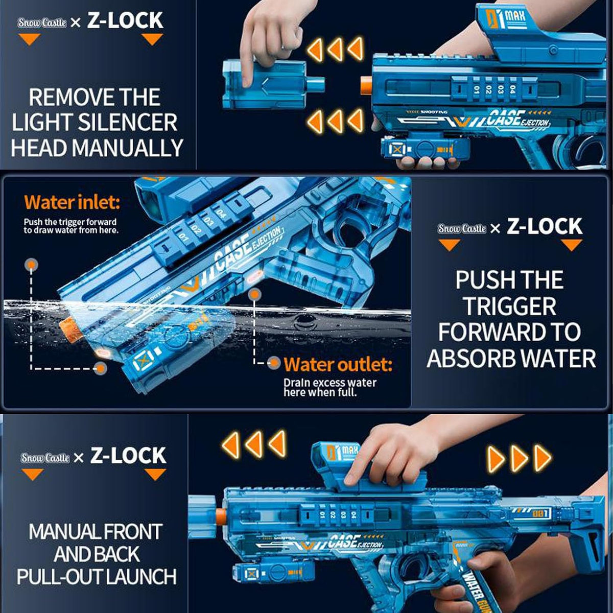 BESIBY electric water gun with transforming body, flashing lights and 400ML tank - view 22