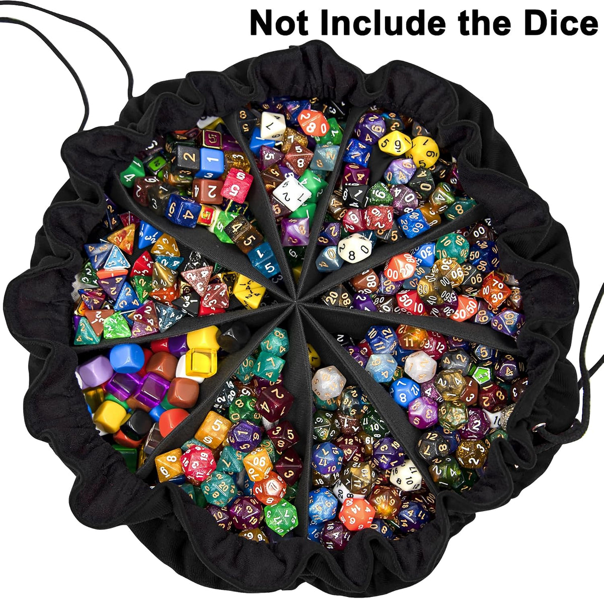 SIQUK Large Dice Bag with Pockets Big Capacity Dice Bag Drawstring - Black - image 2