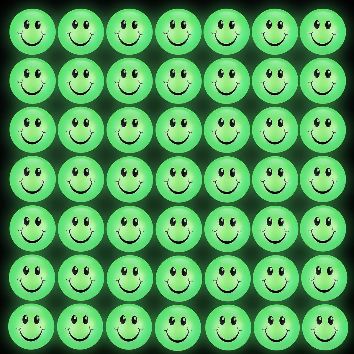 Kasyat 48 glow in the dark smile face bouncing balls in bright colors - view 2
