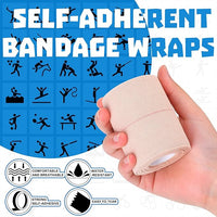 Nuanchu 16 Rolls Elastic Adhesive Bandage Tape Self Adherent Cohesive Flexible Stretch Elastic Athletic Tape for Sports Ankle Knee and Wrist, Vet Wrap for Horses Pets Cats Dogs(3 Inch x 5 Yard)