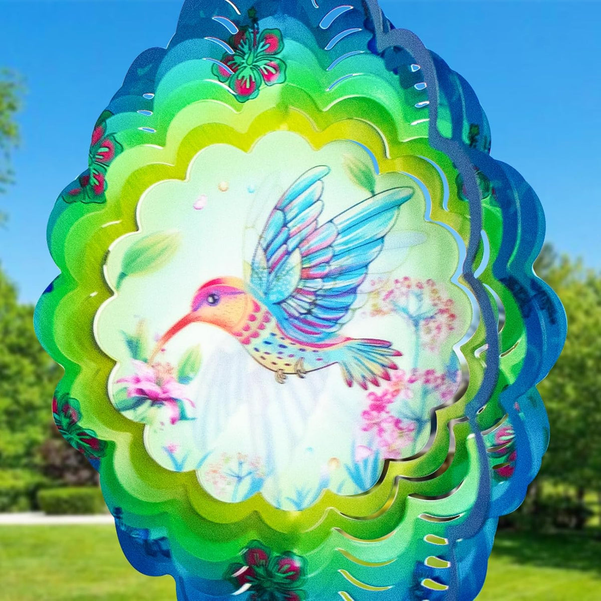 Rooster Metal Wind Spinners - Vivid Hummingbird / 12 Inch - image 3