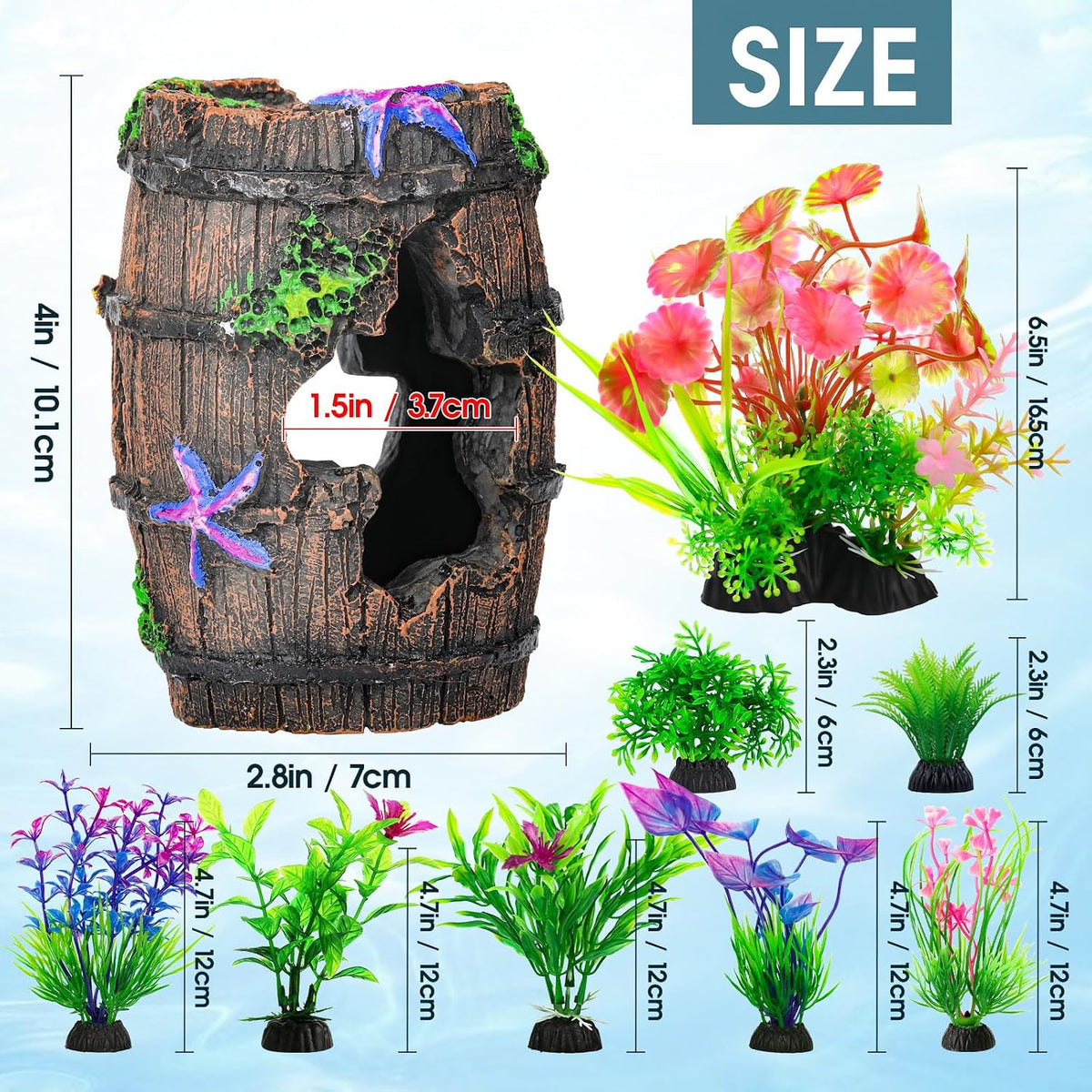 CousDUoBe Fish Broken Barrel Decor Fish Tank Decorations Betta Fish - 9 Pcs - image 3