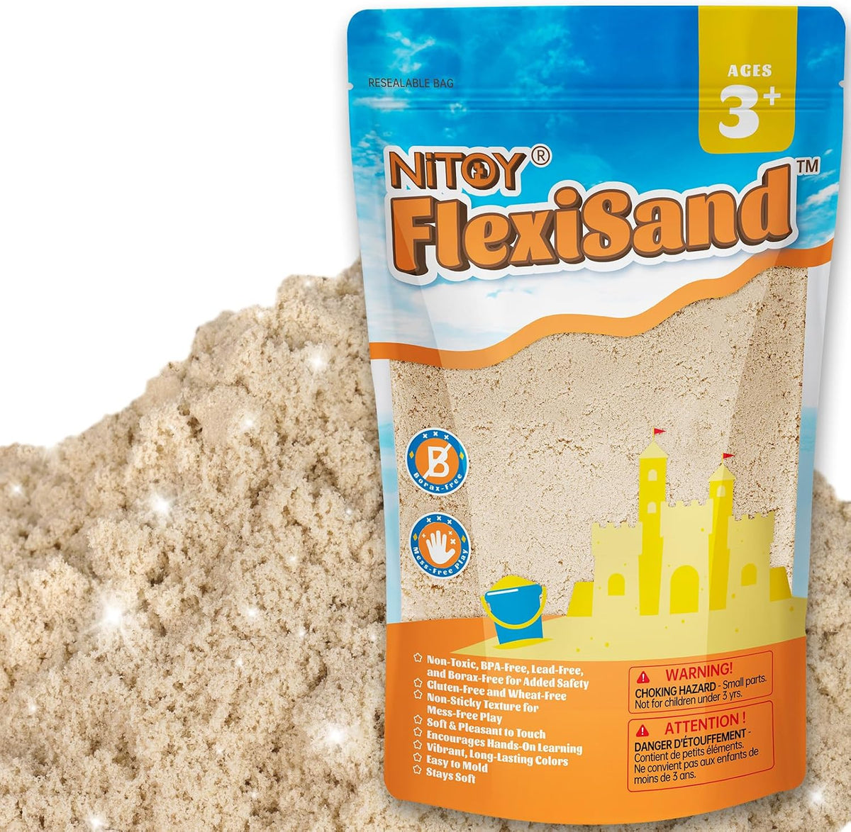NiToy FlexiSand Toy Sand 2.2Lbs Moldable Sensory Sand for Kids - Orignial Color